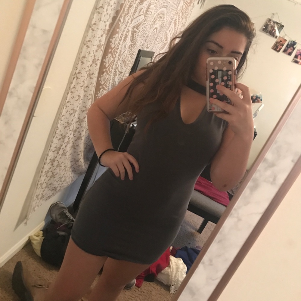 Gray Charlotte ruse mini cotton dress cut out
